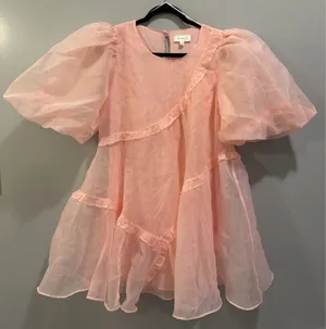 Mable Organza Puff Sleeve Babydoll Dress Light Pink thumbnail 4