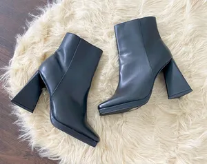 NY & Company New Yolana Triangle Heel Square Toe Platform High Heel Ankle Boots thumbnail 1