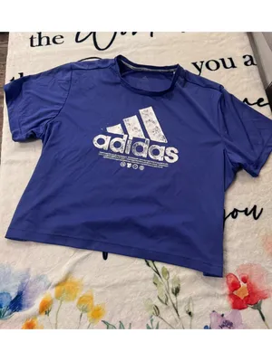 adidas Primeblue printed cropped t-shirt, royal blue, size XL thumbnail 2