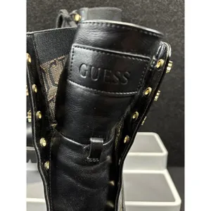 GUESS Women's Grows-R Ankle Boots Knit Logo‎ Platform Black/Tan Size 7.5M thumbnail 7