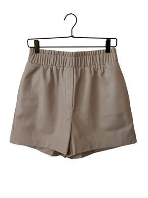 Mango High-Waist Faux Leather Tan Pull-On Shorts Size M NWT thumbnail 6