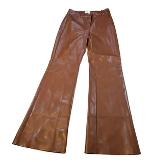 Wilfred Aritzia womens vegan leather Melina brown bootcut pants. Size 4. party thumbnail 1
