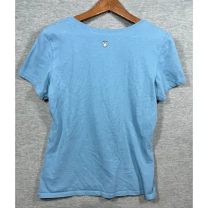 Life Is‎ Good Womens M Blue T-Shirt "I Like It Here" Graphic Adirondack Chair thumbnail 5