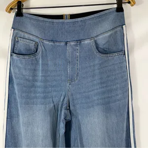 Halara Jeans Women's Small Sunset Blue Flex High Waisted Stripe Wide Leg Flowy thumbnail 5