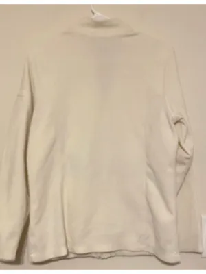 Women's L.L. Bean Fleece Sweater Full Zip White Ivory Size Medium 0FPU4‎ thumbnail 3