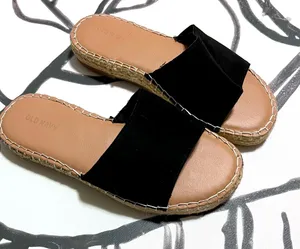 SUEDE SLIDES Black Slip On Sandals Shoes. Women’s Size 8. Worn Once! thumbnail 1