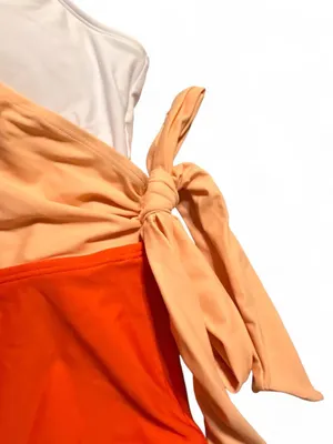 Cupshe Two-Tone Orange Tie-Side One-Piece Swimsuit Sz XS thumbnail 4