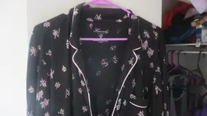 Victoria's Secret heavenly by victoria pj's nightgown floral flowers in black, pink and green size large. thumbnail 2