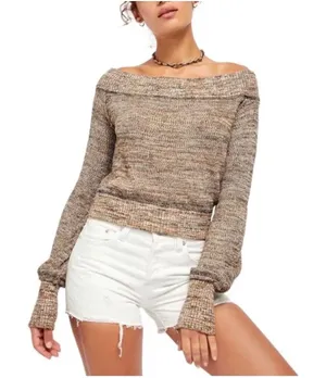 Free People Sugar Rush Off‎ The Shoulder Sweater Long Sleeve Cropped thumbnail 1