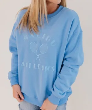 Bailey Rose Medium Embroidered‎ “Malibu Athletics” Blue Crewneck Pullover thumbnail 1