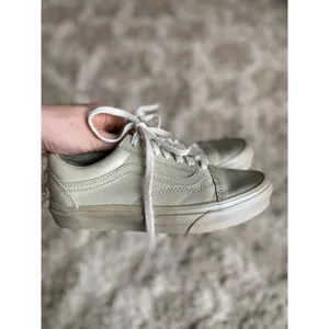 Vans Leather Low Top Sneakers Old Skool 90s Y2K Ivory VTG Skater Preppy Gen Z 6 thumbnail 3