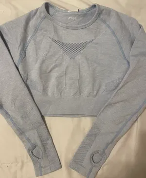 AYBL Light Blue Cropped Workout Top thumbnail 1