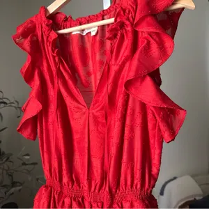 Chelsea & Violet Sleeveless Red Roses Ruffle Jardin Chinoiserie Dress Size S thumbnail 6