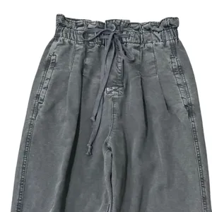 Free People Margate Paperbag Pants Washed‎ Black XS Utility Drawstring thumbnail 1