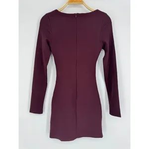 White Fox One‎ Desire Mini Dress Small Dark Burgundy Cutout Long Sleeve Beaded thumbnail 6