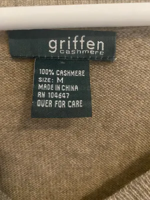 Griffin Cashmere V Neck Sweater Oatmeal Tan Size M thumbnail 2