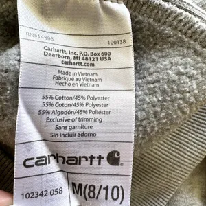 Carhartt Full Zip Sweatshirt High Neck Fleece Lined Ribbed Trim Cotton Gray M thumbnail 3