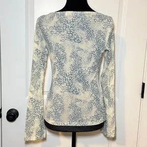 Princess Polly Blue Cream Animal Print Mesh Long Sleeve Size 4 Boho Indie Y2K thumbnail 4
