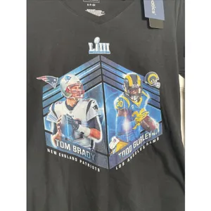 Fanatics Super Bowl LIII Patriots Rams Womens Size S Black LS Graphic Tee Cotton thumbnail 2