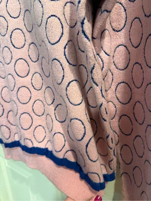Pink Crewneck Sweater with Navy Polka Detail thumbnail 8