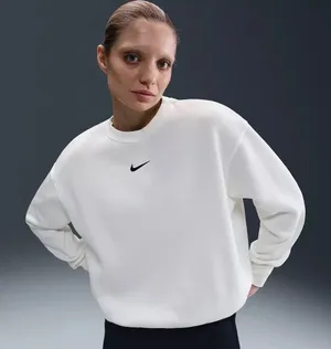 Nike Phoenix Fleece Over-Oversized Crewneck Sweatshirt Sail White Medium thumbnail 1