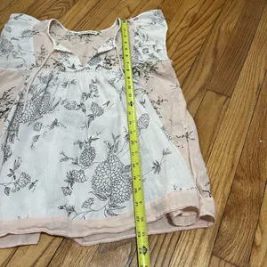 Ulla Johnson‎ Flutter Sleeve Floral Botanical Ivory Blush Pink Blouse thumbnail 9