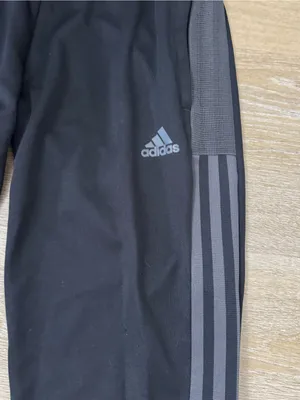 Adidas Black Track Pants with Gray Side Stripes thumbnail 3