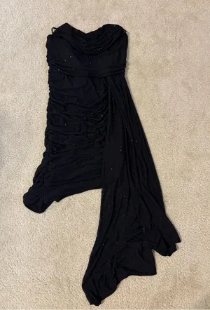 Lulu's Black Strapless Rhinestone Dress thumbnail 1