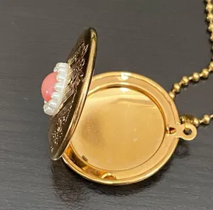Vintage Unsigned Gold-tone Ball Chain Locket Pendant Necklace thumbnail 10