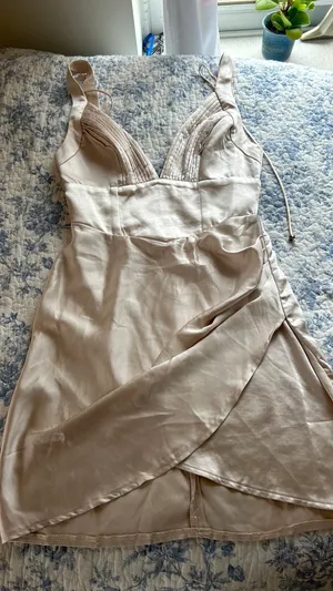 One And Only Champagne Empire Waist Satin Mini Dress thumbnail 1