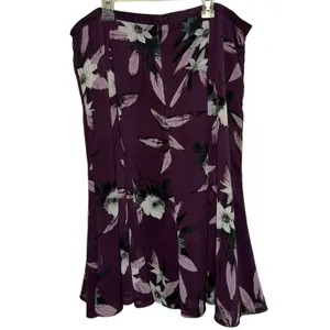 Sag Harbor Floral Pull On Skirt‎ Womens 12 Purple Midi Flowy Career thumbnail 2