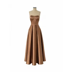NWT Sherri Hill 52924 Mocha Satin Strapless Corset Prom Ball Gown Size 6 thumbnail 4