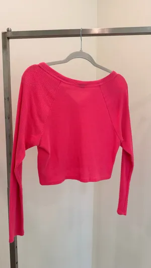 Wild Fable Pink Solid Knit V-Neck Long Sleeve Pullover Sweater Juniors S thumbnail 4