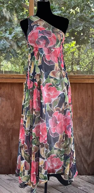 ASOS Design Women's Colorful Floral Print One Shoulder Midi Dress Size 6 thumbnail 1