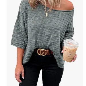 NEW~ 3/4 Sleeve Loose Tunic Tops Lightweight Knit Pullover Sweater 2X thumbnail 1