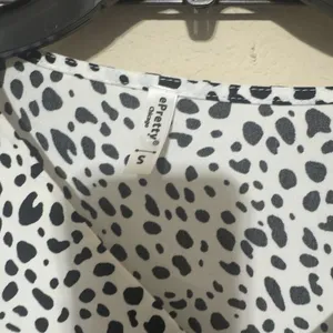 Dalmatian Tiered Polka Dot Mini Dress Spotted Black White Sz Small Spring Fun‎ thumbnail 5