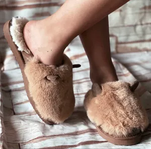 Refresh Mocha Fleece Lined Teddy Bear Slippers thumbnail 3