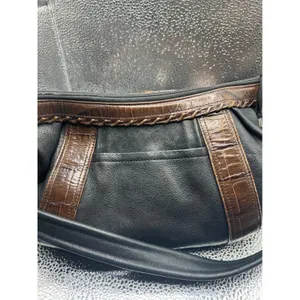 Brighton‎ Black Leather Hobo Shoulder Bag and Matching Wallet Set Croc thumbnail 2