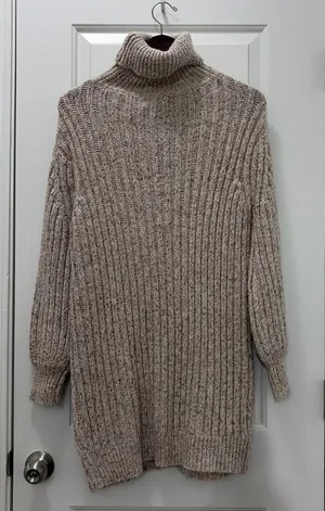 Bohme Ivory Cream Turtleneck Sweater Dress Chunky Knit NWT Women's Small thumbnail 1