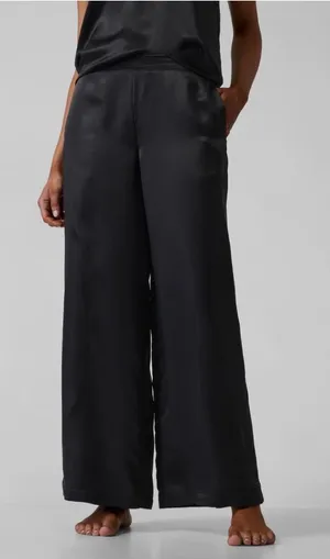 Athleta Cool Calm Black Satin Wide Leg Pants Size XS. thumbnail 1