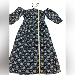 Club Monaco Tansa Dress in Deep Sapphire Blue Floral Metallic‎ Pattern Sz 2 thumbnail 9