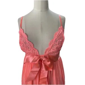 Vintage Victoria's Secret Pink Pleated Babydoll Lace Satin Bow Lingerie M Y2K thumbnail 5