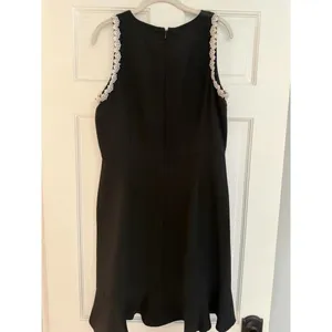 Nanette Lepore 12 Dress Sleeveless Lace Trim Cascading Front Ruffle Flared Hem thumbnail 10