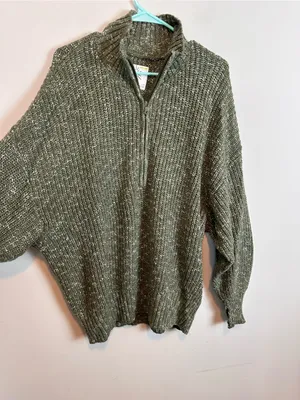 Offline by Aerie Chunky Knit 3/4 Zip Sweater Thumbhole Oversized Sweater Large thumbnail 3