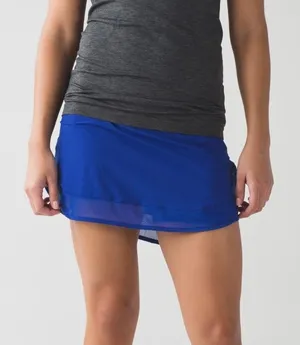 Lululemon Hotty Hot Skirt II Activewear Mesh Hem Sapphire Blue 6 thumbnail 1