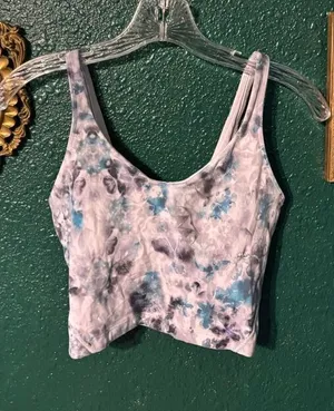 Lululemon Blue Gray Floral Cropped Align Tank Top Size 4 thumbnail 1
