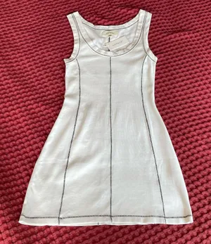 NWT L*Space White Rib Knit Mini Dress L thumbnail 1