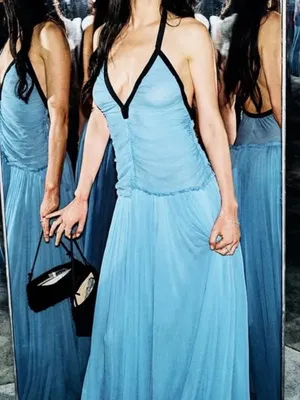 Source Unknown Blue Silk Chiffon Dress Vintage 0 thumbnail 2