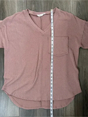 Altar'd State Dusty Rose Pink Ribbed Front Pocket Shirt Size Small Casual Basics thumbnail 8