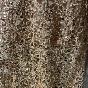 Forever 21 Stunning lace embroidered open back Gold dress with sequin sz medium NWOT thumbnail 6